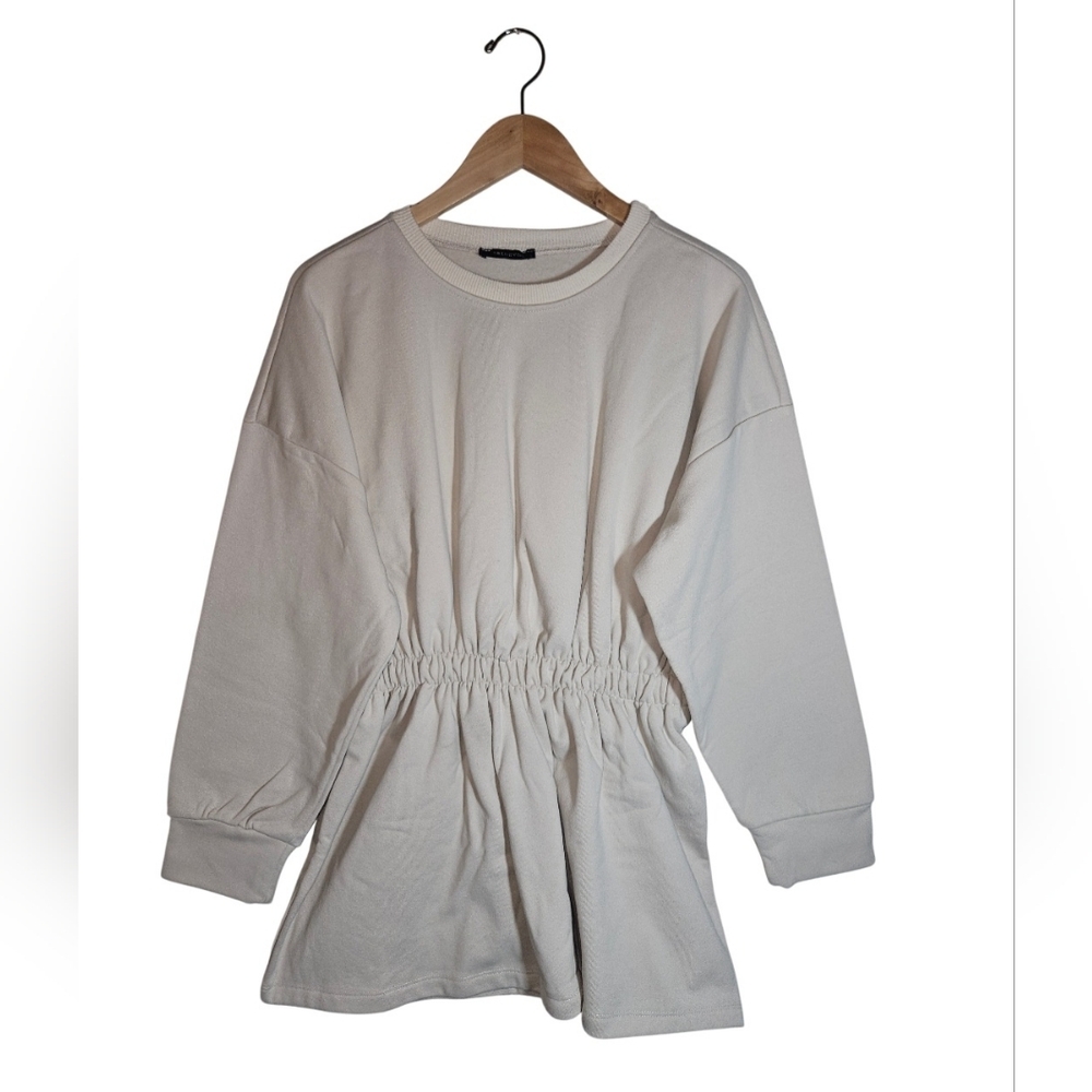 Trendyol Beige Cinch Waist Knit Sweater Size L